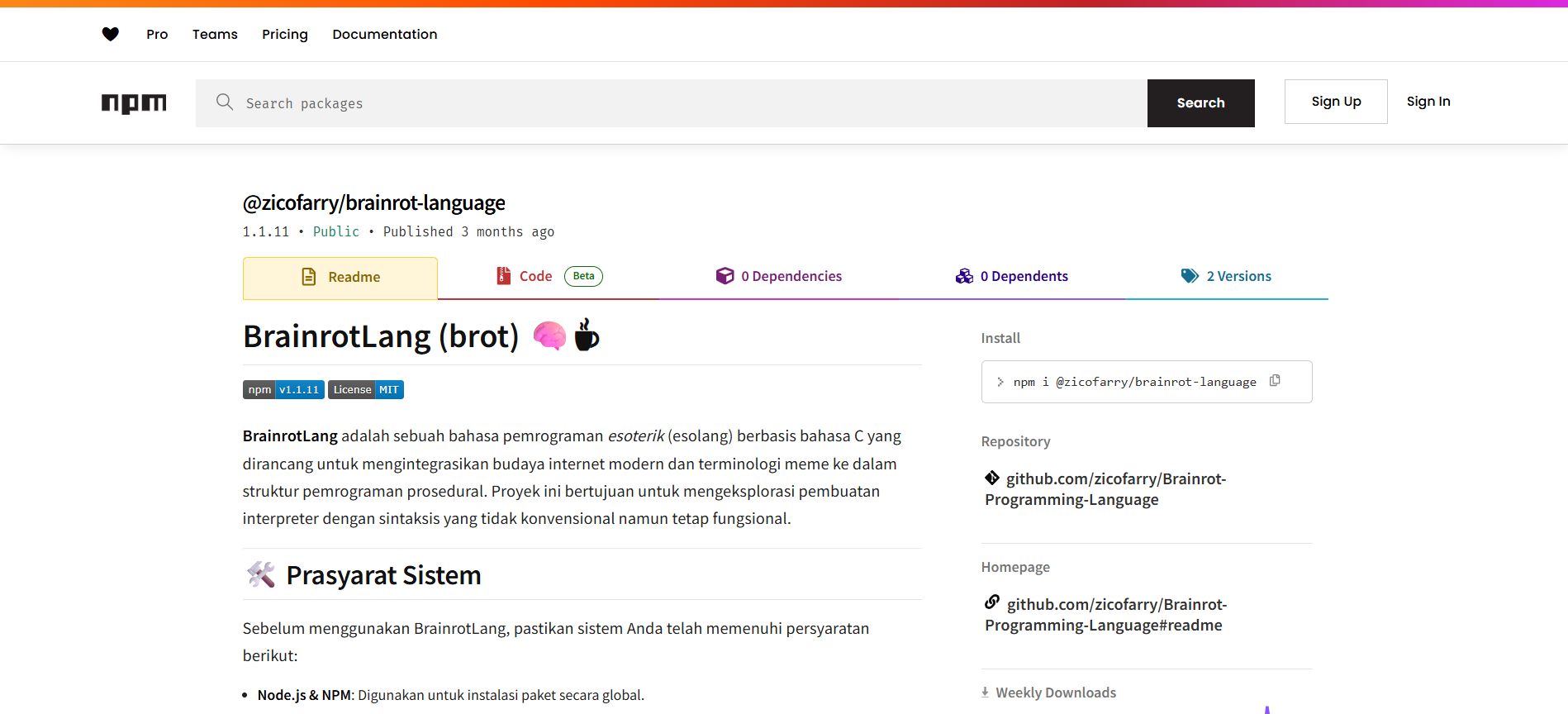 Brainrot Programming Language